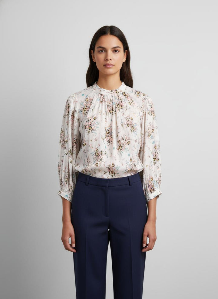 Blouse Blanche à Fleurs - Taille S/36