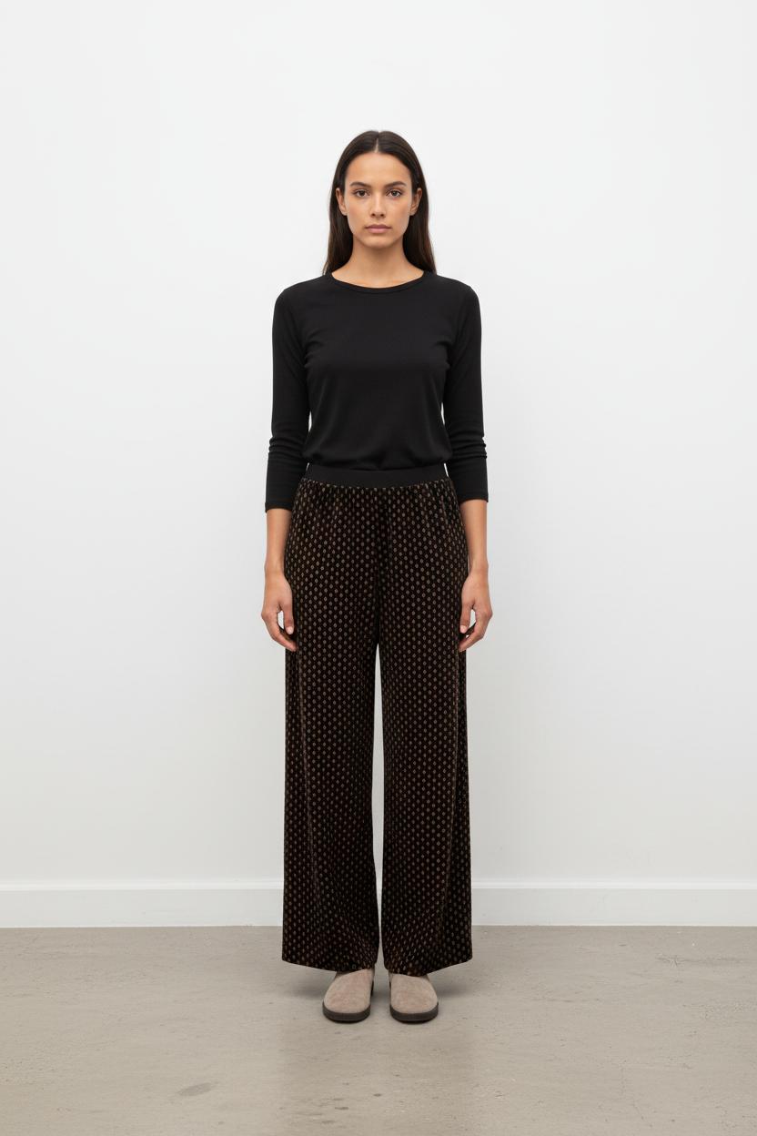 Pantalon Large Noir et Beige - Taille S/36