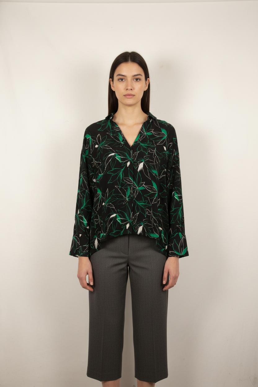Blouse Noire et Verte - Taille S/36