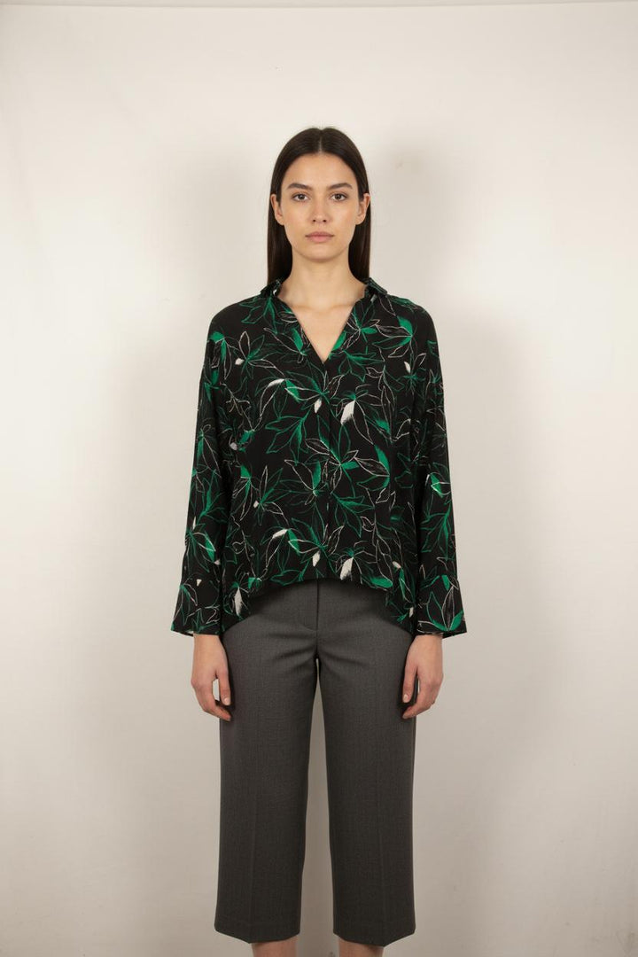 Blouse Noire et Verte - Taille S/36
