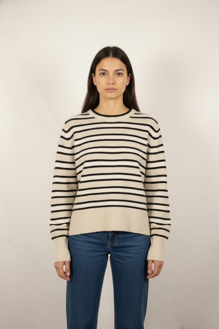 Pull Rayé Blanc et Noir - Taille S/36
