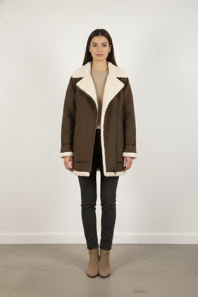 Manteau Marron et Écru - Taille XL/42