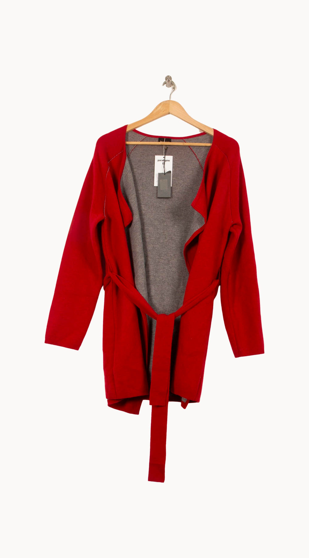 Cardigan Rouge et Gris - Taille S/36 de la marque Bérénice | PARAD63074 - Vendu par Paradigme - Image 2