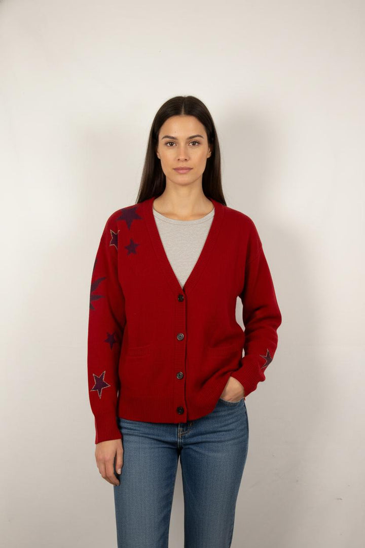 Cardigan Rouge et Violet - Taille S/36