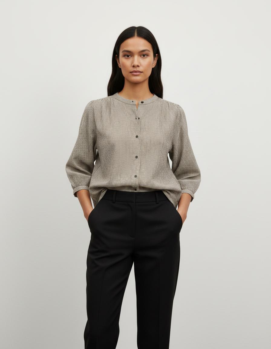 Blouse Beige et Noire - Taille S/36