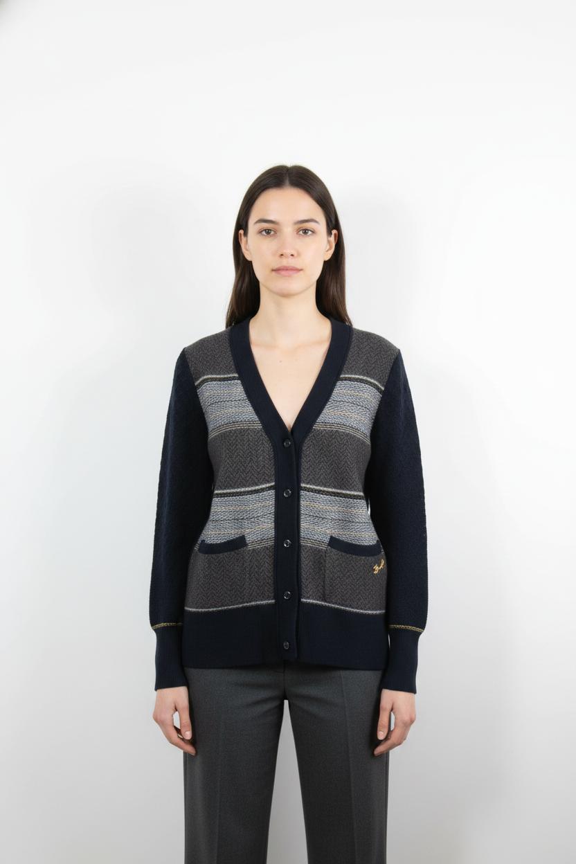 Cardigan Bleu et Gris - Taille L/40