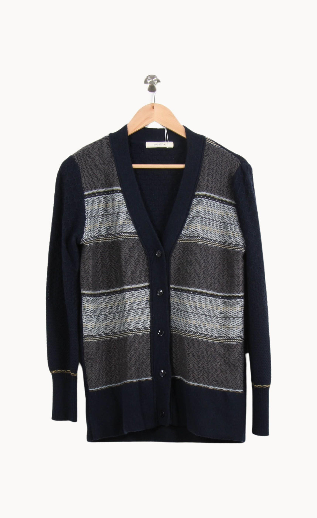 Cardigan Bleu et Gris - Taille L/40 de la marque Sessùn | PARAD63212 - Vendu par Paradigme - Image 2