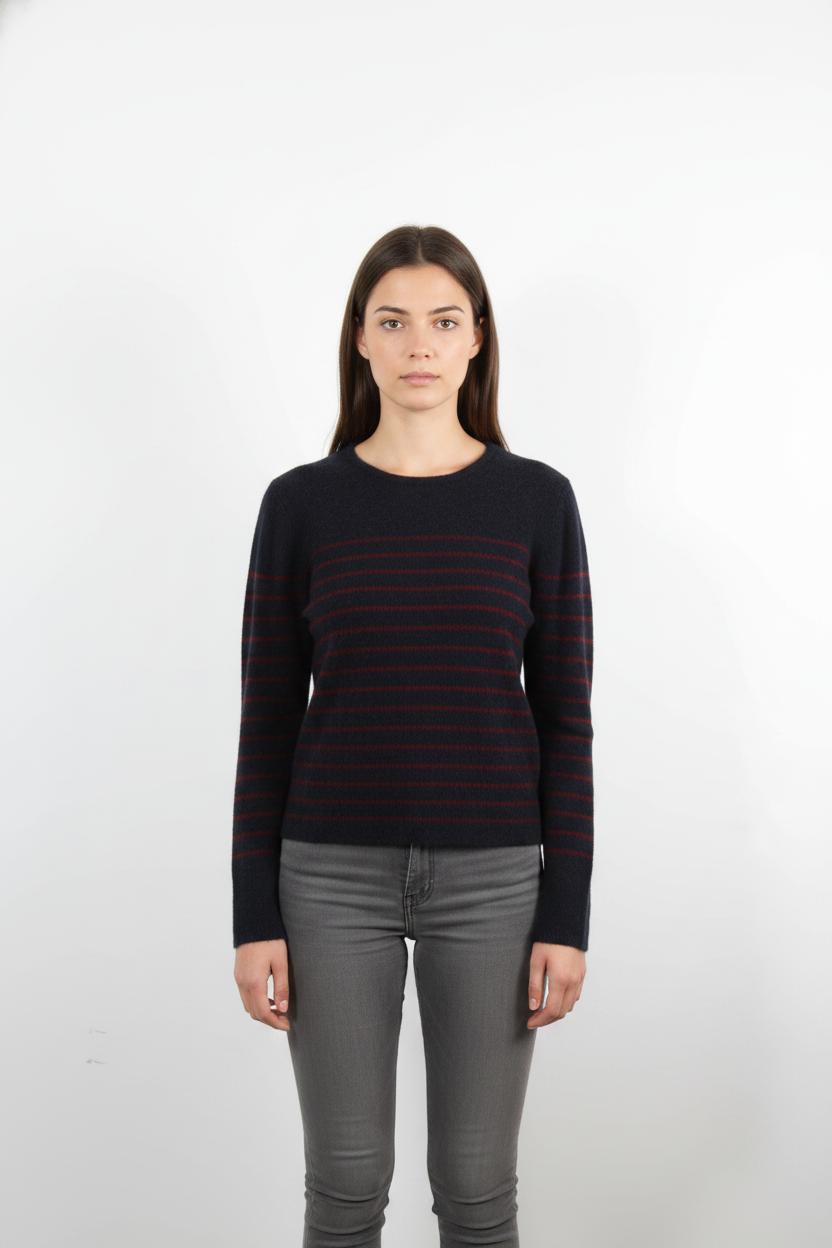 Pull Marine et Bordeaux - Taille S/36