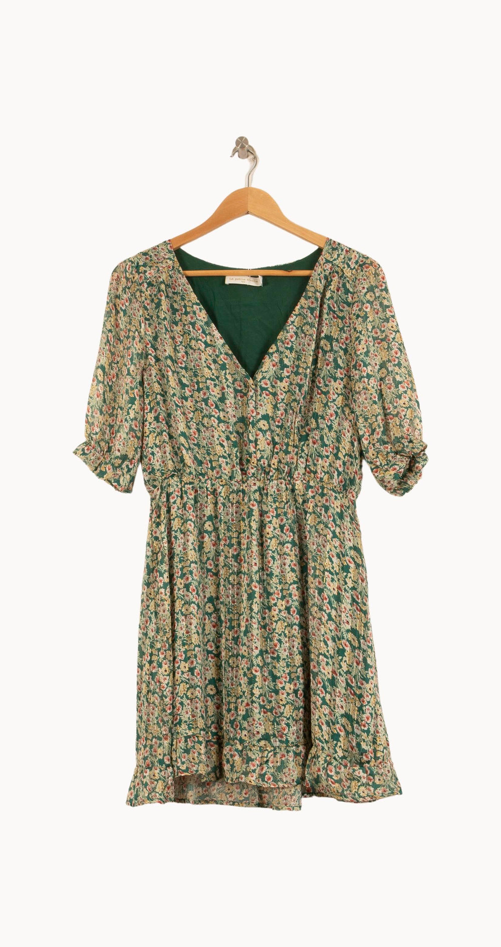 Robe Fleurie Verte et Beige - Taille M/38 de la marque La Petite Etoile | PARAD63257 - Vendu par Paradigme - Image 2