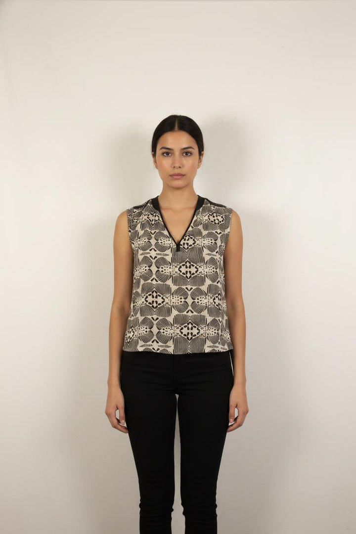 Débardeur Noir et Beige - Taille M/38