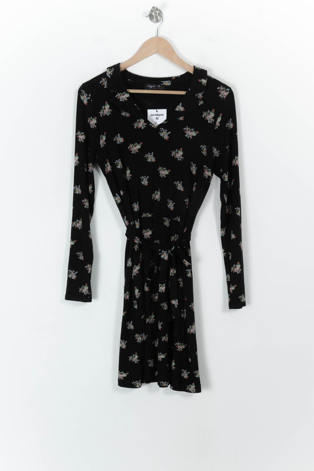 Robe Fleurie Noire - Taille M/38 de la marque Agnès b. | PARAD63305 - Vendu par Paradigme - Image 2