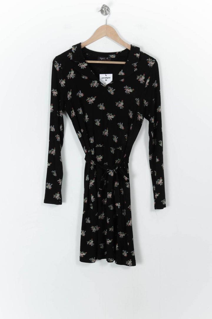 Robe Fleurie Noire - Taille M/38 de la marque Agnès b. | PARAD63305 - Vendu par Paradigme - Image 2