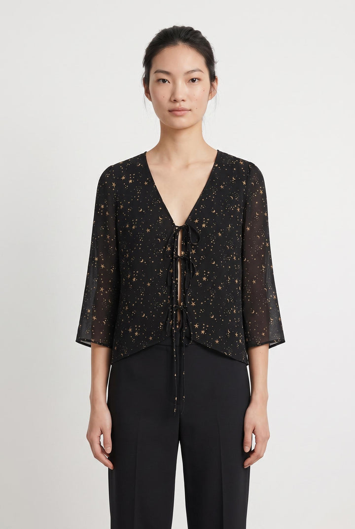 Blouse Noire et Dorée - Taille S/36 de la marque Sézane | PARAD63346 - Vendu par Paradigme - Image 1