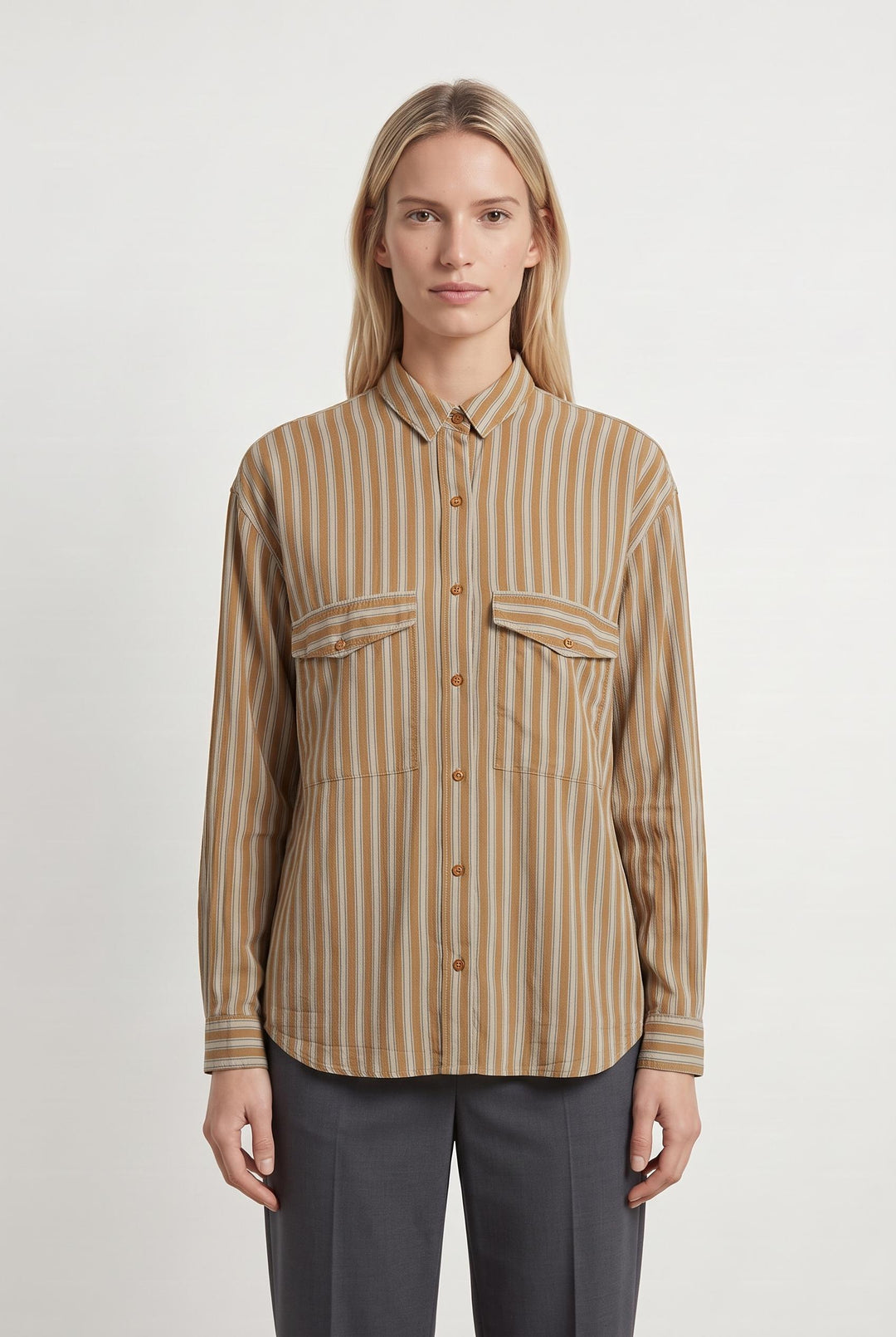 Chemise à Rayures Orange et Blanche - Taille S/36 de la marque Sessùn | PARAD63347 - Vendu par Paradigme - Image 1