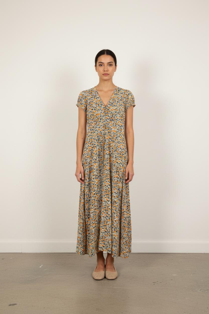 Robe Longue Bleu et Orange - Taille XS/34