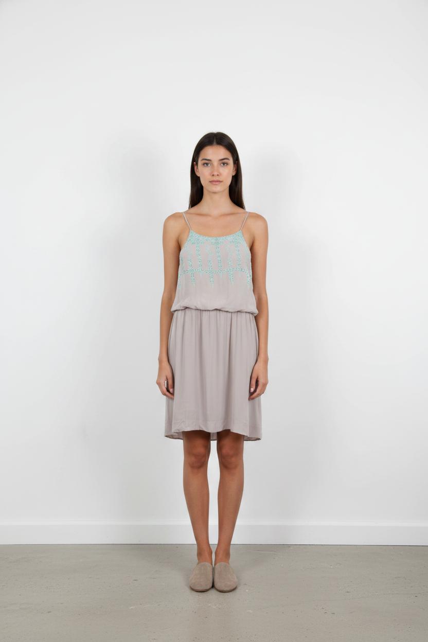 Robe Bretelles Beige et Bleu - Taille M/38