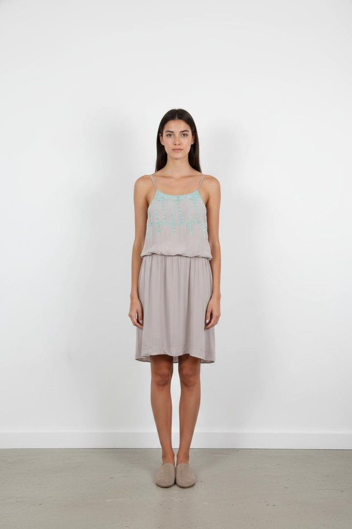 Robe Bretelles Beige et Bleu - Taille M/38