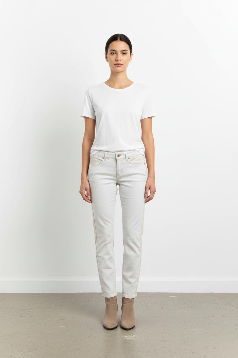 Jean Beige et Blanc - Taille S/36 de la marque Bérénice | PARAD63522 - Vendu par Paradigme - Image 1