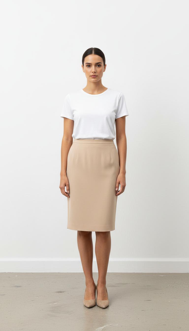 Jupe Droite Beige - Taille XL/42