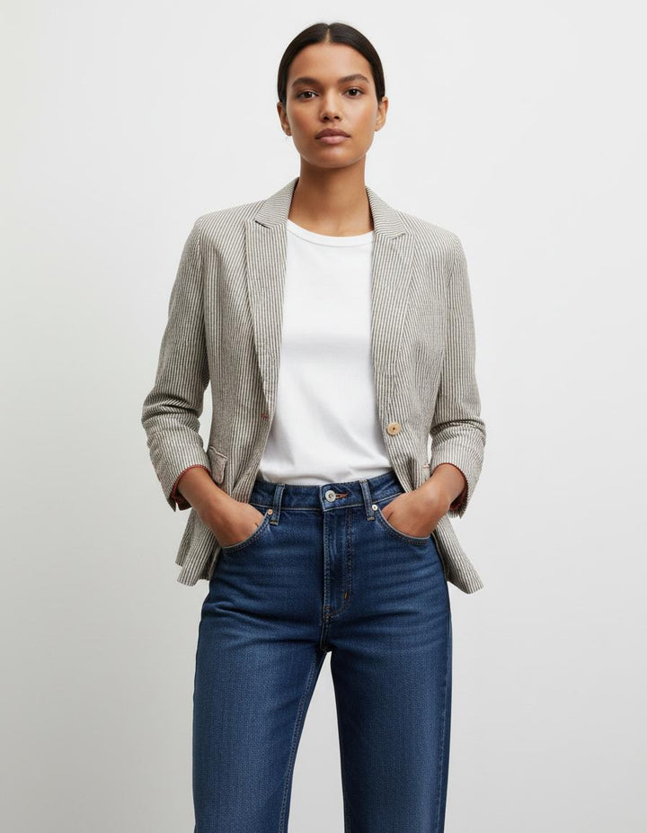 Blazer Rayé Gris et Blanc - Taille L/40