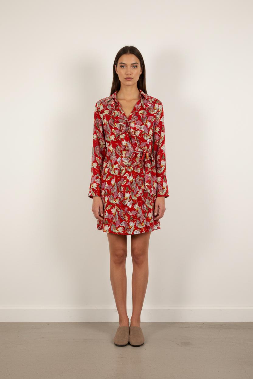 Robe Portefeuille Rouge et Rose - Taille XS/34