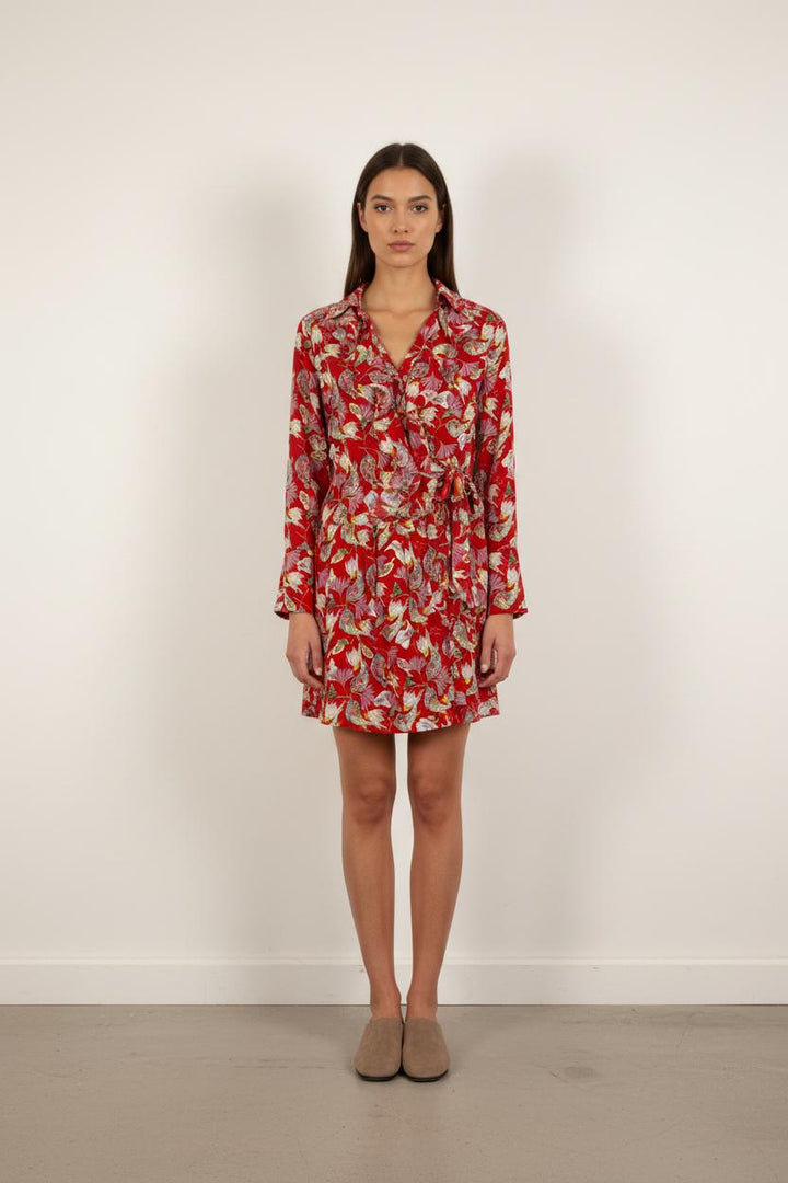 Robe Portefeuille Rouge et Rose - Taille XS/34