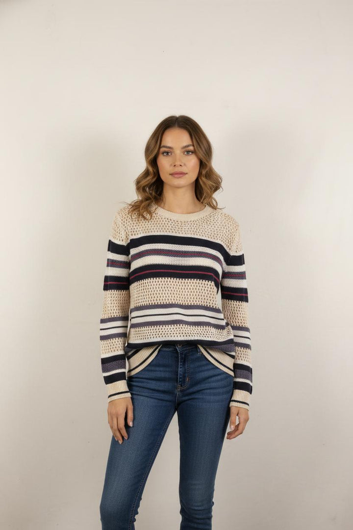 Pull Beige et Bleu - Taille S/36