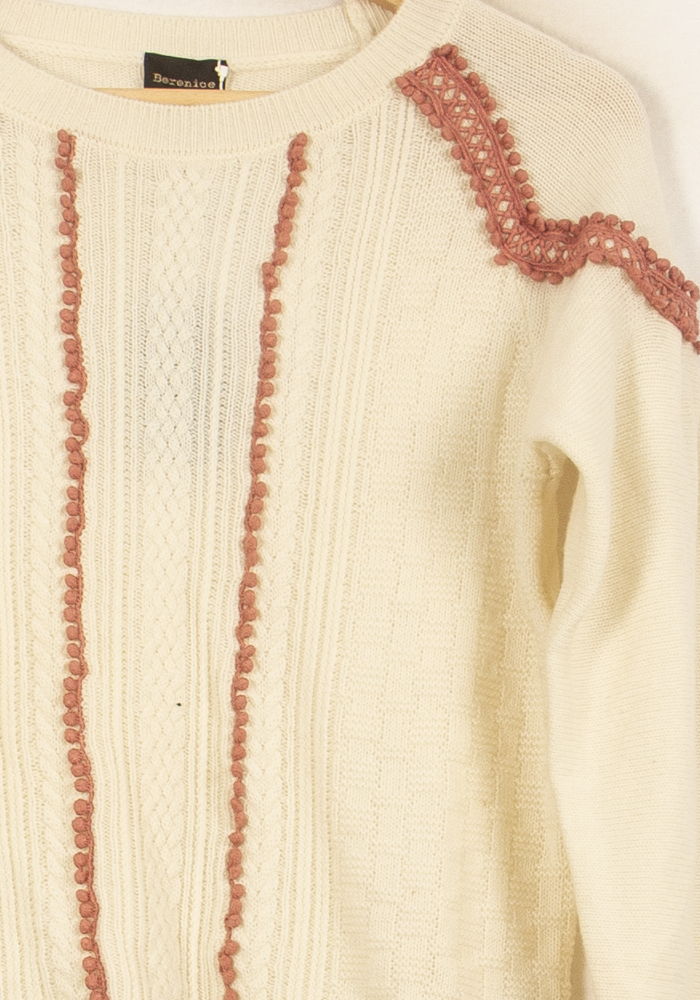 Pull Beige et Rose - Taille S/36 de la marque Bérénice | PARAD63681 - Vendu par Paradigme - Image 3
