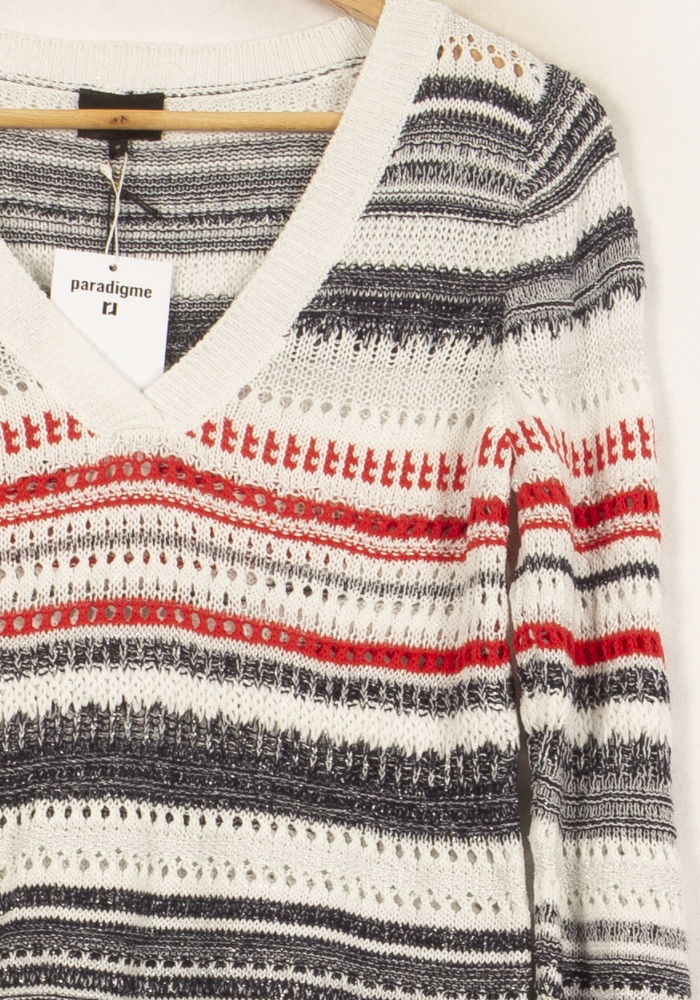 Pull Rayé Blanc Noir et Rouge - Taille S/36 de la marque Bérénice | PARAD63688 - Vendu par Paradigme - Image 3