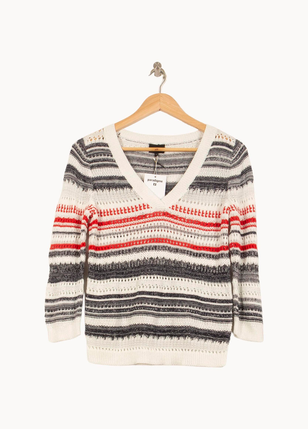 Pull Rayé Blanc Noir et Rouge - Taille S/36 de la marque Bérénice | PARAD63688 - Vendu par Paradigme - Image 2