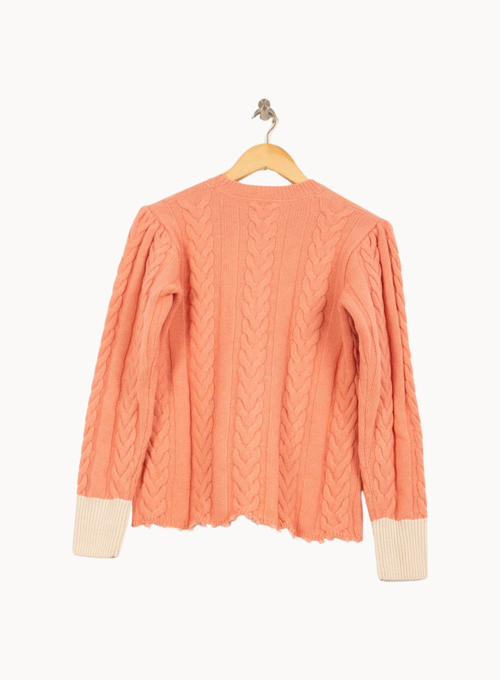 Pull à Torsades Rose et Beige - Taille S/36 de la marque Bérénice | PARAD63691 - Vendu par Paradigme - Image 4