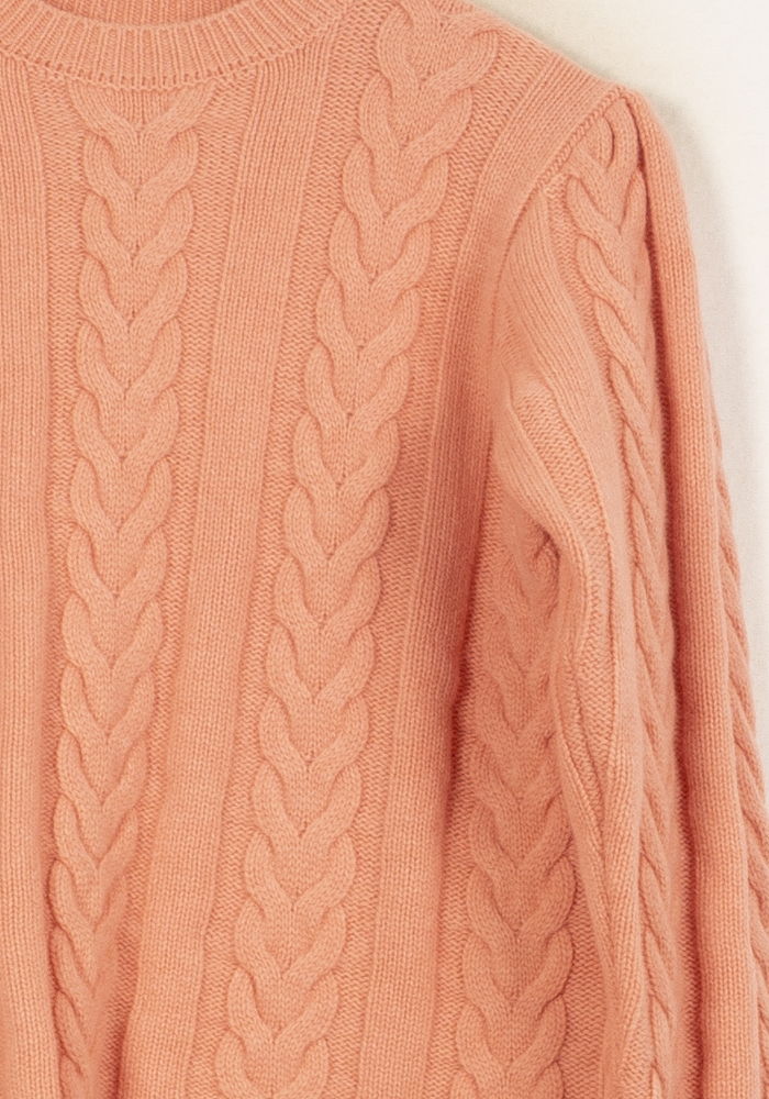 Pull à Torsades Rose et Beige - Taille S/36 de la marque Bérénice | PARAD63691 - Vendu par Paradigme - Image 3