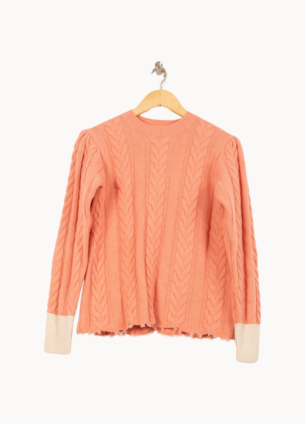 Pull à Torsades Rose et Beige - Taille S/36 de la marque Bérénice | PARAD63691 - Vendu par Paradigme - Image 2