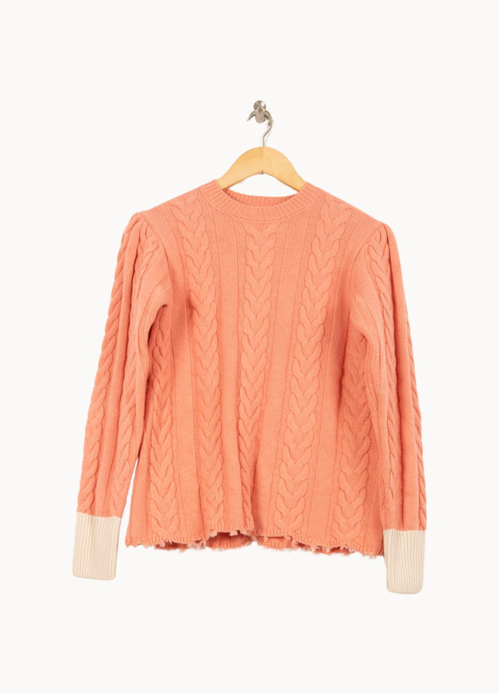 Pull à Torsades Rose et Beige - Taille S/36 de la marque Bérénice | PARAD63691 - Vendu par Paradigme - Image 2