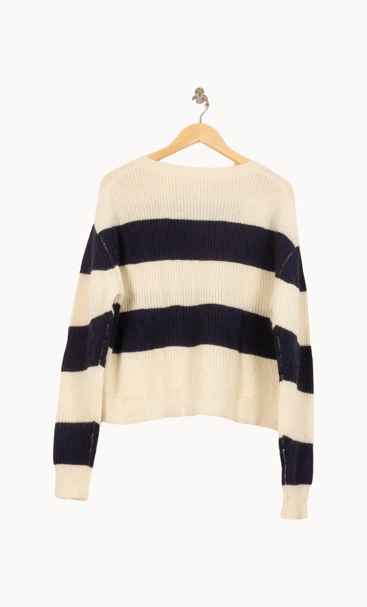 Pull Rayé Blanc et Bleu Marine - Taille S/36 de la marque Bérénice | PARAD63696 - Vendu par Paradigme - Image 4