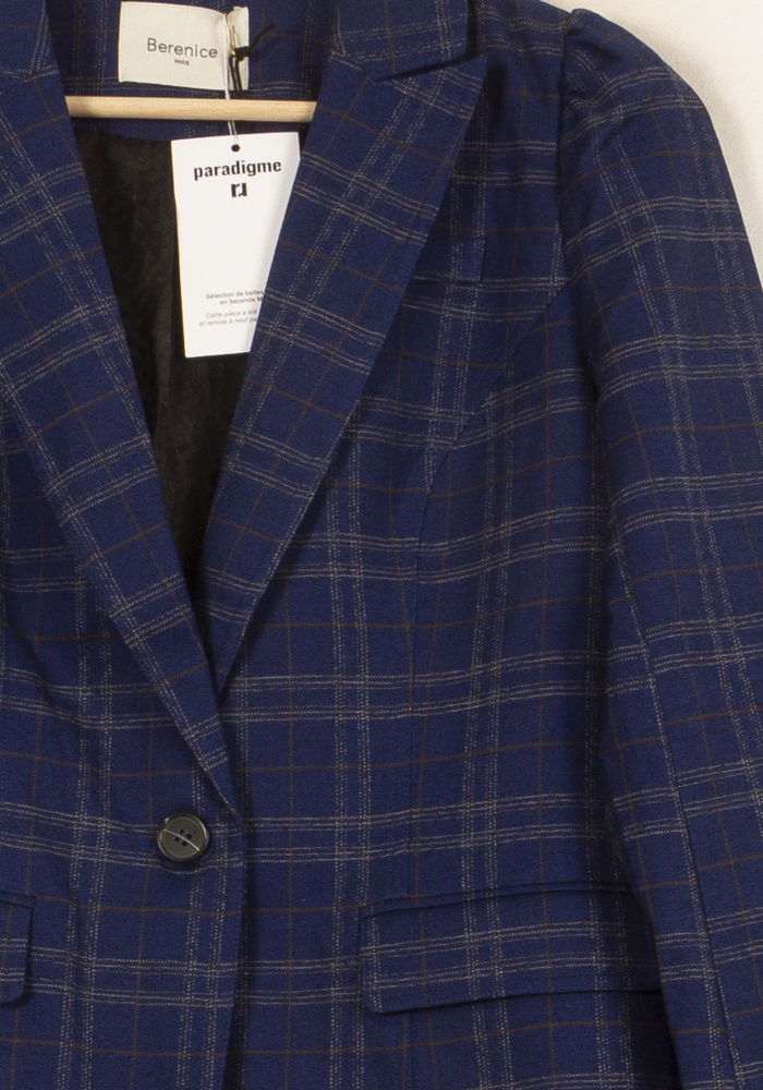 Blazer Bleu à Carreaux - Taille S/36 de la marque Bérénice | PARAD63708 - Vendu par Paradigme - Image 3