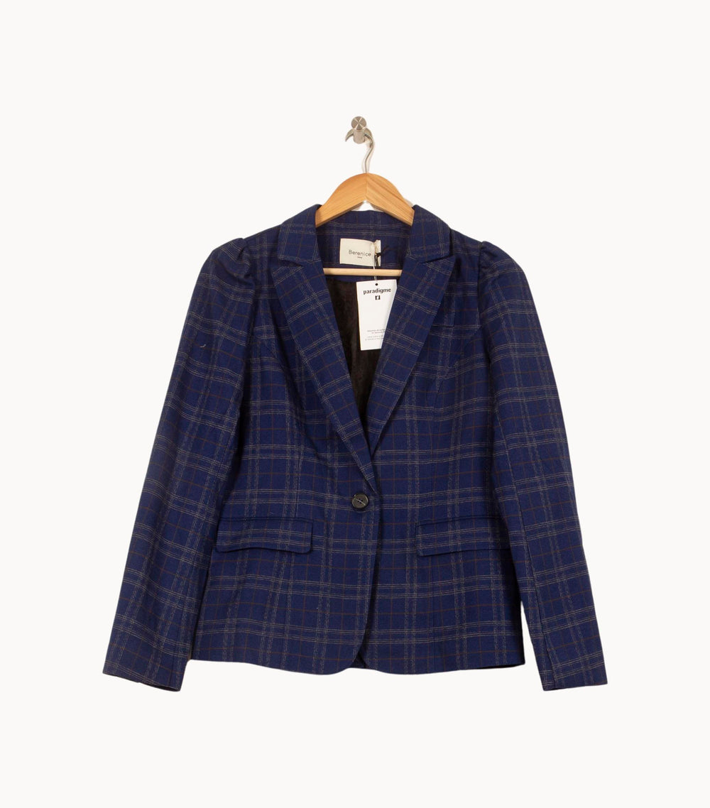 Blazer Bleu à Carreaux - Taille S/36 de la marque Bérénice | PARAD63708 - Vendu par Paradigme - Image 2