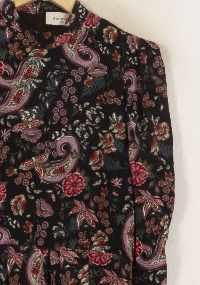 Robe Fleurie Noire et Rose - Taille M/38 de la marque Bérénice | PARAD63729 - Vendu par Paradigme - Image 3