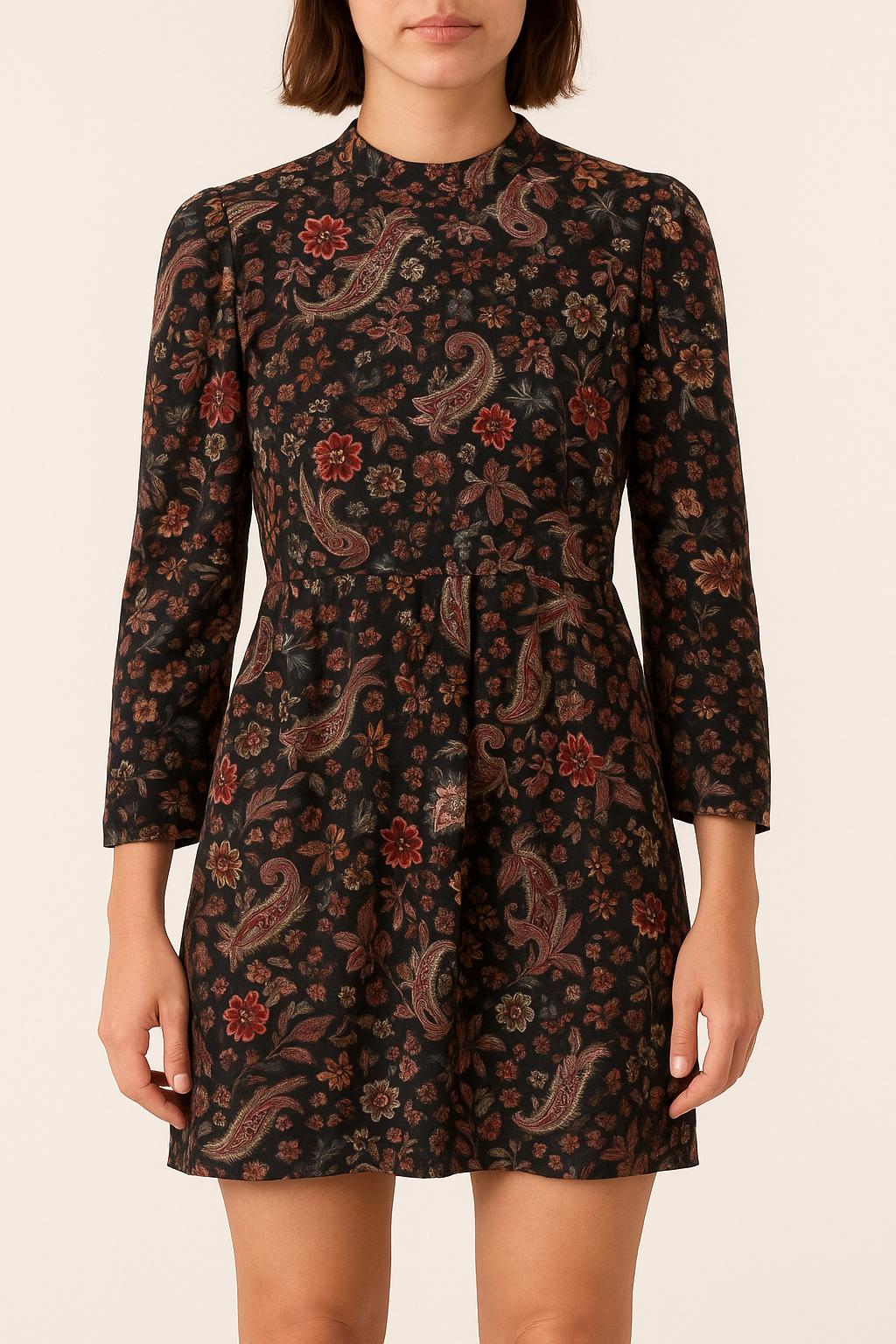 Robe Fleurie Noire et Rose - Taille M/38 de la marque Bérénice | PARAD63729 - Vendu par Paradigme - Image 1