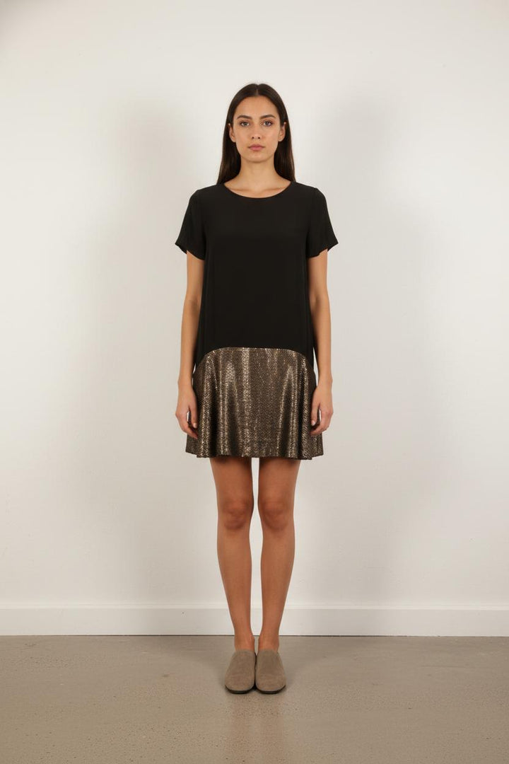 Robe Courte Noire et Dorée - Taille S/36
