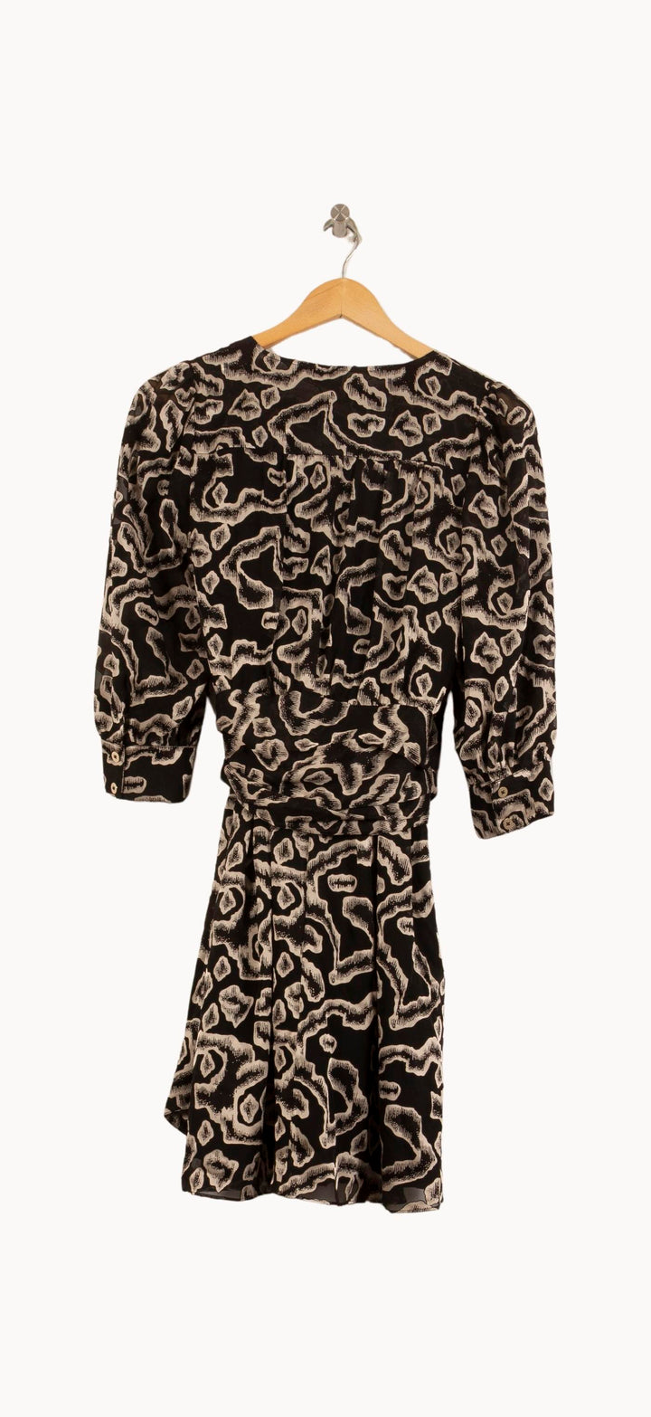 Robe Portefeuille Noire et Beige - Taille S/36 de la marque Bérénice | PARAD63738 - Vendu par Paradigme - Image 4