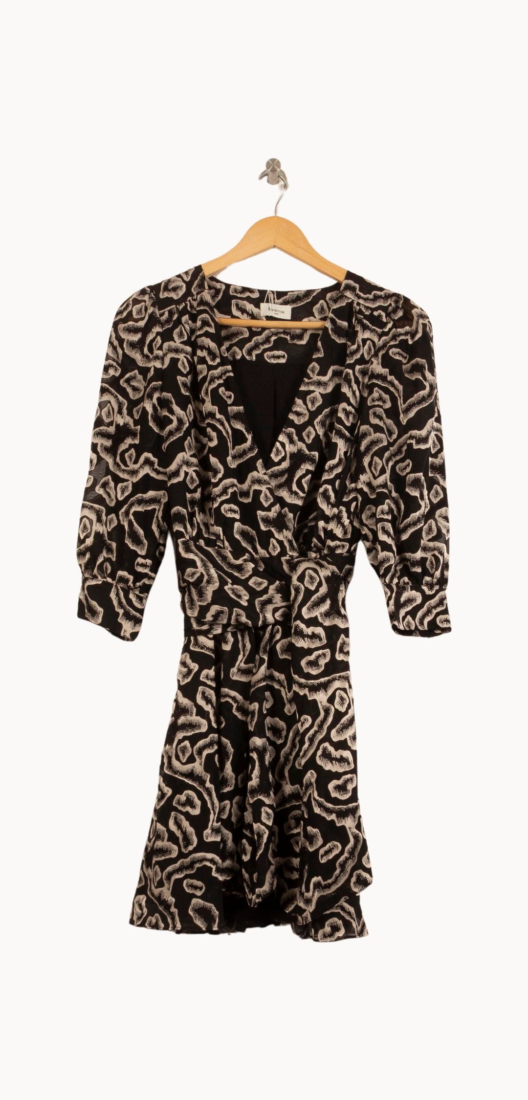 Robe Portefeuille Noire et Beige - Taille S/36 de la marque Bérénice | PARAD63738 - Vendu par Paradigme - Image 2