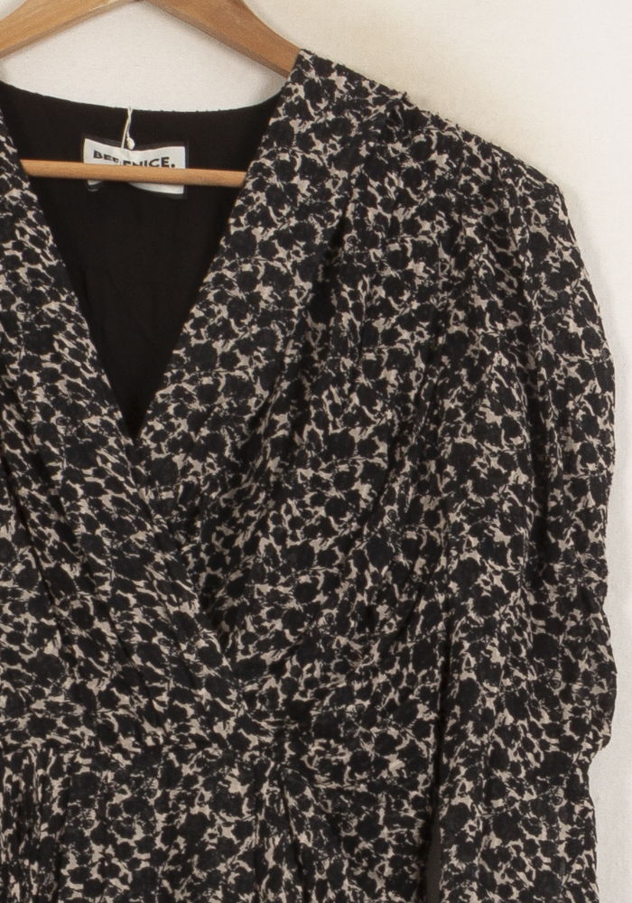 Robe Fleurie Noire et Beige - Taille S/36 de la marque Bérénice | PARAD63750 - Vendu par Paradigme - Image 3