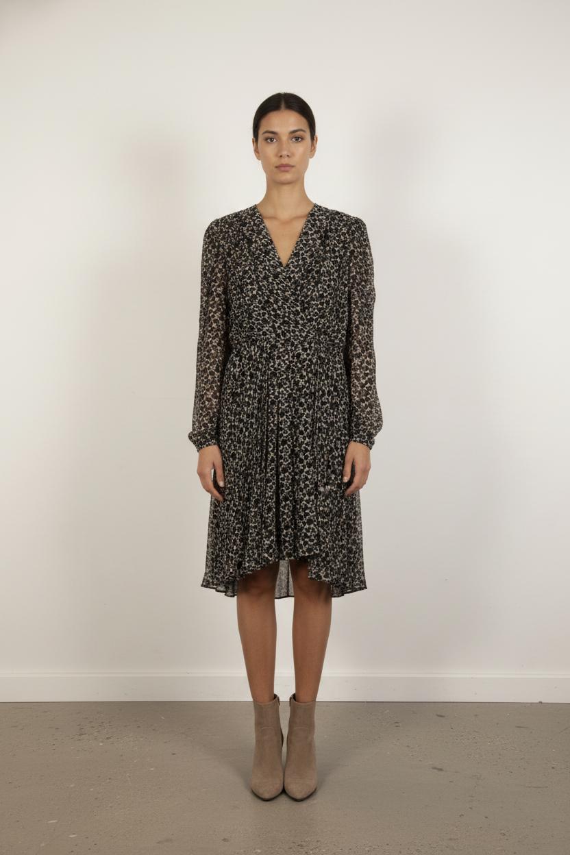 Robe Fleurie Noire et Beige - Taille S/36