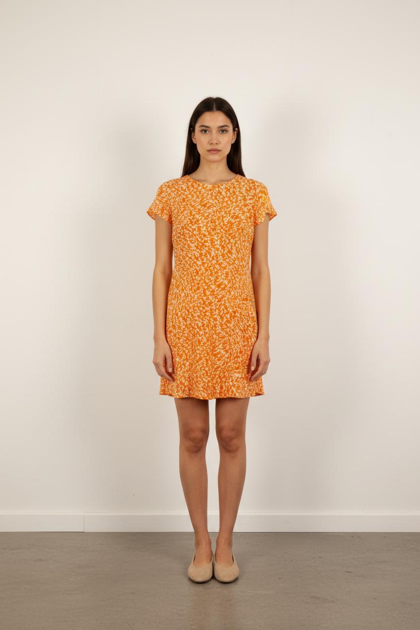 Robe Courte Orange et Blanche - Taille M/38