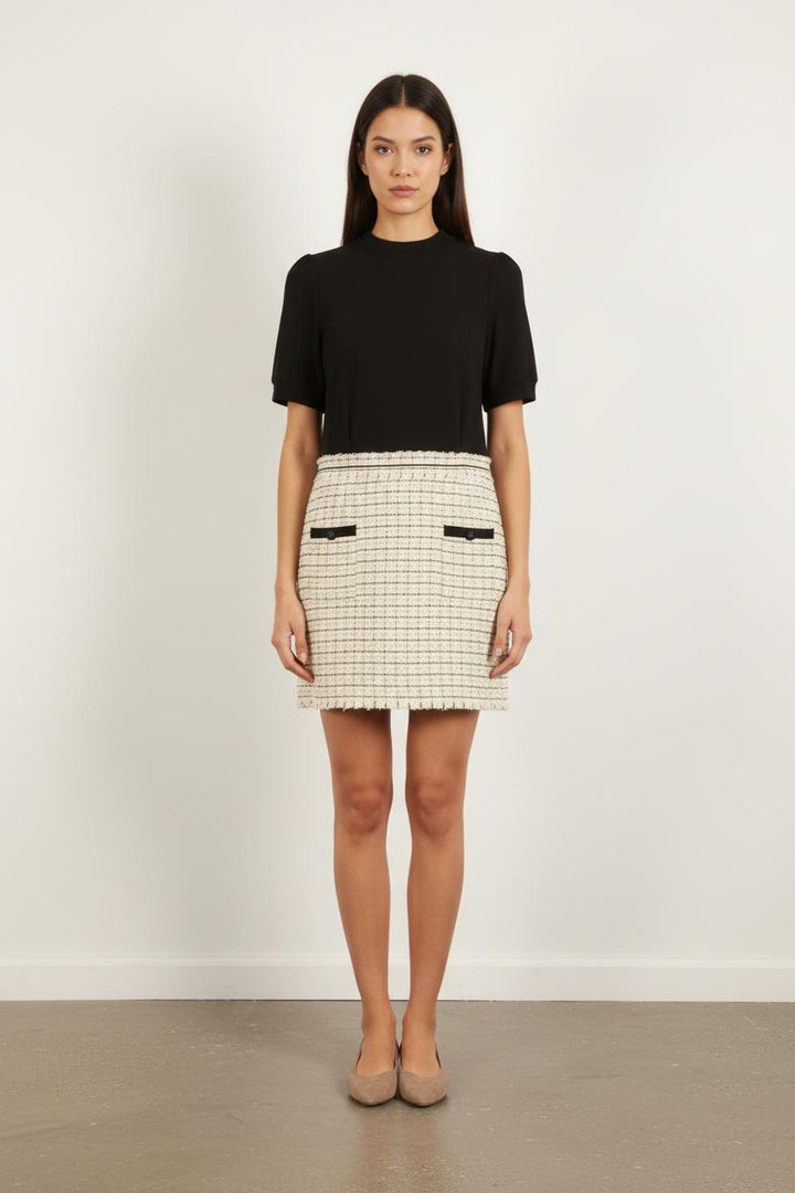 Robe Courte Noire et Beige - Taille L/40