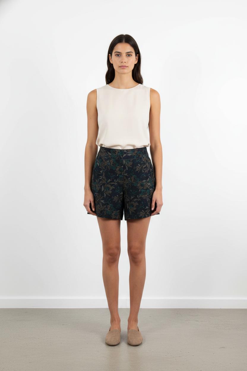 Short Fleuri Bleu et Marron - Taille M/38