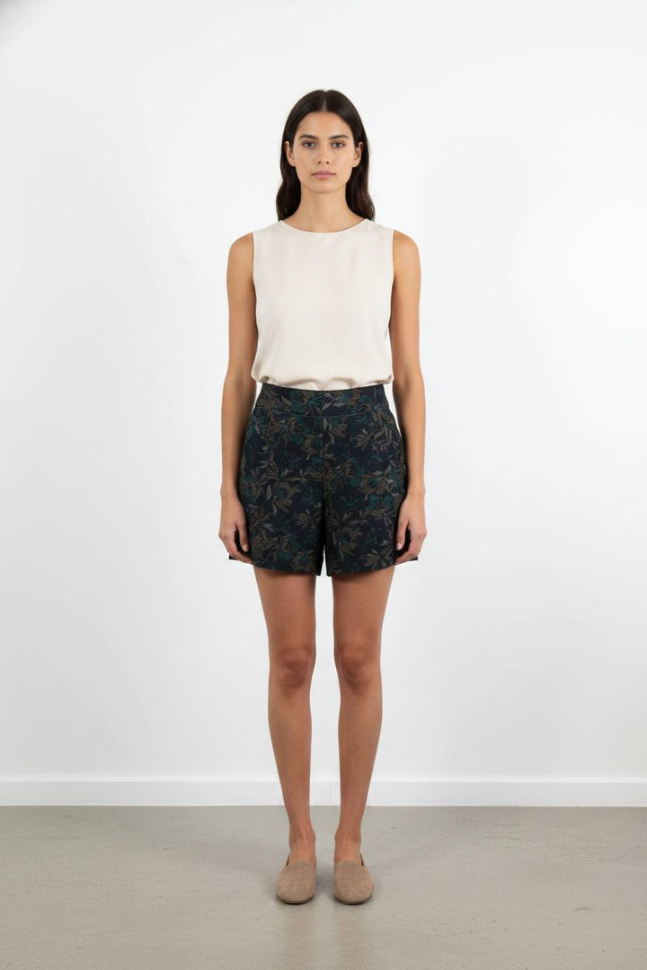 Short Fleuri Bleu et Marron - Taille M/38