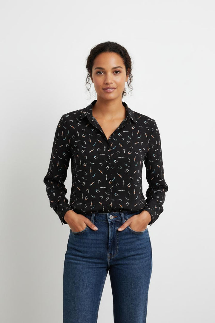 Chemise Noire à Motifs - Taille L/40