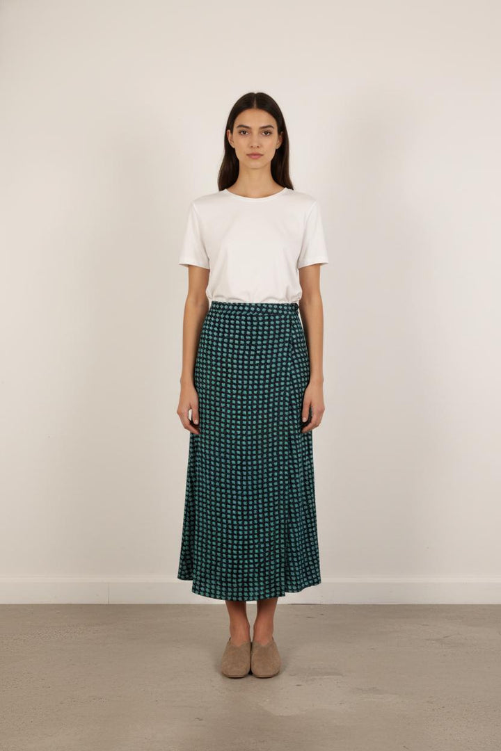 Jupe Portefeuille Bleue et Verte - Taille L/40